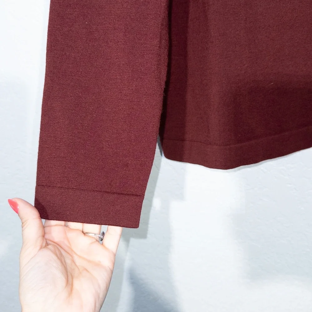 Banana Republic Maroon Red‎ Merino Wool Collared Sweater Size Large